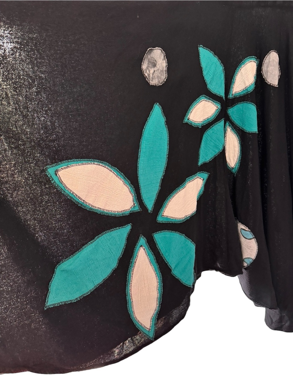 Cottonways Dress Alebrijes Maria Size Small Black Cotton Gauze Blue Floral Art - Picture 4 of 10